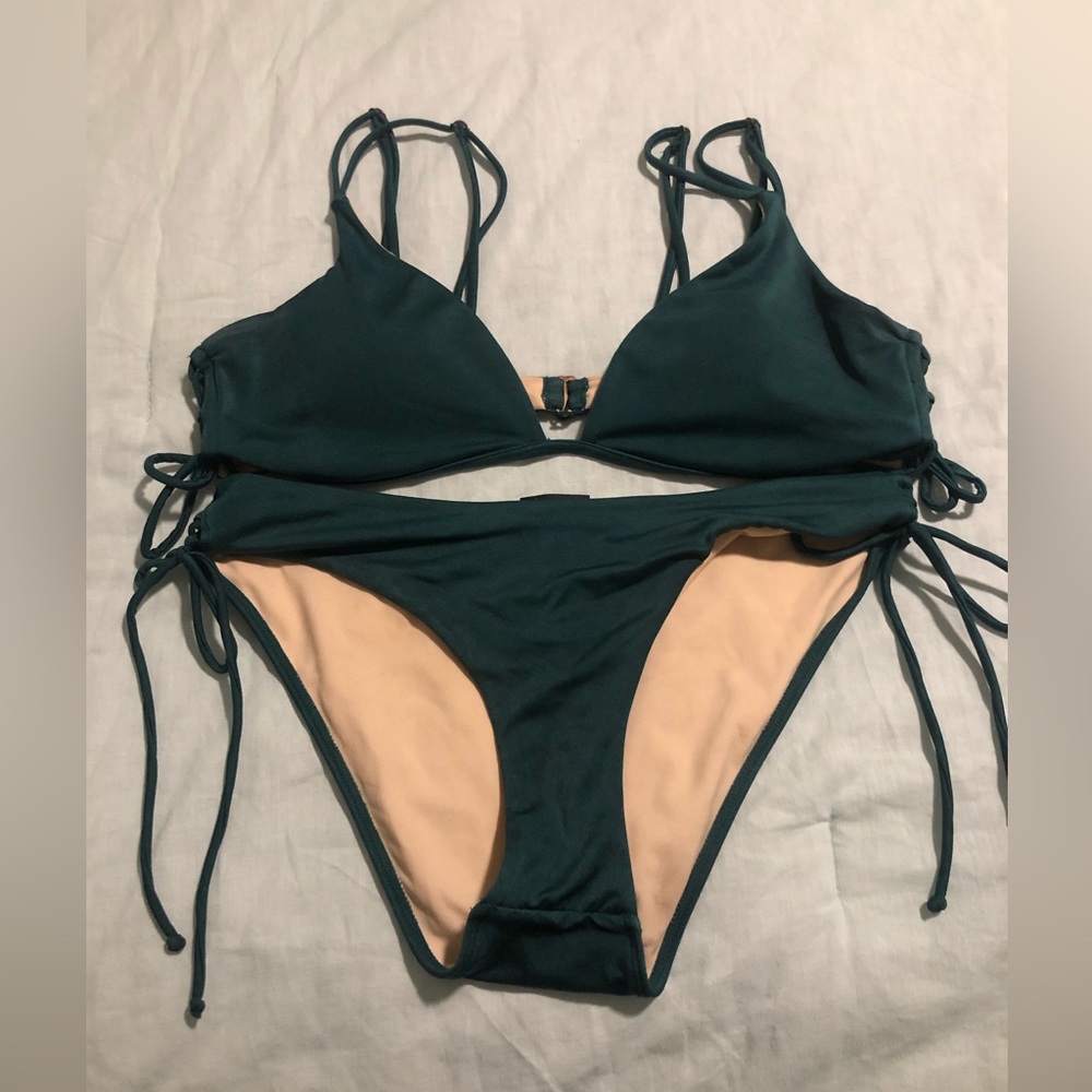 Dark Green Tie Up Bikini Set